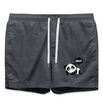 Melancholic Panda Monday - Swim Trunks - anthracite - Front - AI Model Male 185 light (185cm)