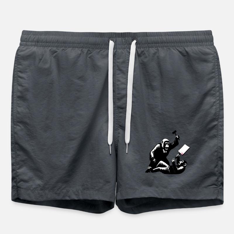 Aggressive monkey fight motif - Swim Trunks - anthracite