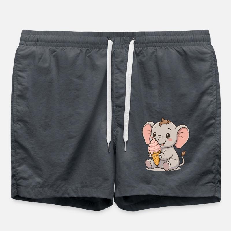Eiszeit mit Elefant - Badeshorts - Anthrazit