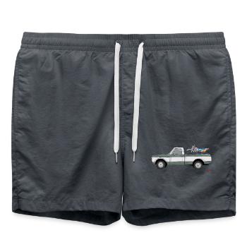 Pick Up Truck with Motorcycle - Badeshorts - Anthrazit - Vorne - AI Model Male 185 light (185cm)