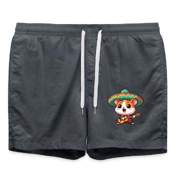 Cinco de Mayo Hamster: Mariachi mit Gitarre - Badeshorts - Anthrazit - Vorne - AI Model Male 185 light (185cm)