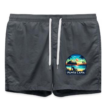 Sunset in Punta Cana: Beach and palm trees - Swim Trunks - anthracite - Front - AI Model Male 185 light (185cm)