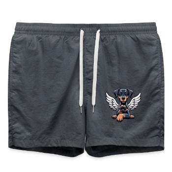 Cute Doberman Angel with Wings Design - Swim Trunks - anthracite - Front - AI Model Male 185 light (185cm)