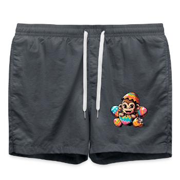 Easter Monkey Hatches Easter Egg Design - Swim Trunks - anthracite - Front - AI Model Male 185 light (185cm)