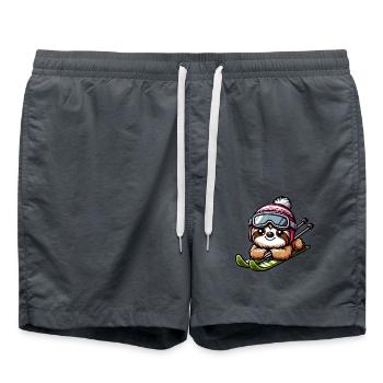 Faultier Skifahrer Winterurlaub Sport - Badeshorts - Anthrazit - Vorne - AI Model Male 185 light (185cm)