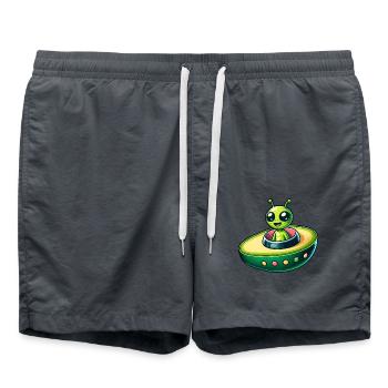 Alien mit Avocado UFO Vegan Design - Badeshorts - Anthrazit - Vorne - AI Model Male 185 light (185cm)