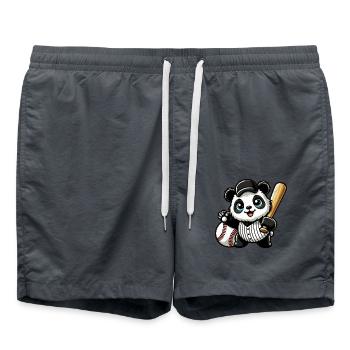 Panda Baseballspieler in Aktion - Badeshorts - Anthrazit - Vorne - AI Model Male 185 light (185cm)