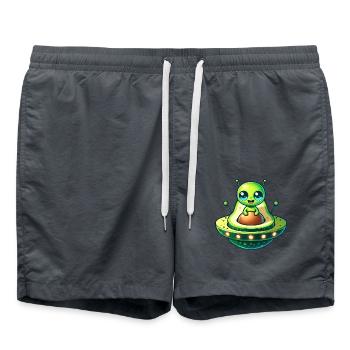 Alien Avocado UFO Lustiger Comic - Badeshorts - Anthrazit - Vorne - AI Model Male 185 light (185cm)
