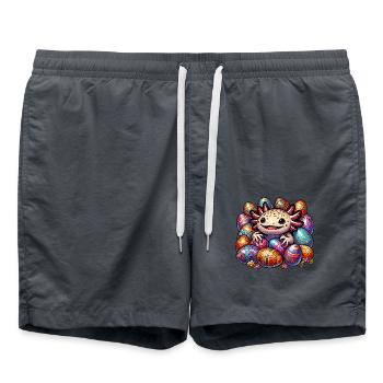Easter Polar Bear Axolotl Cartoon Egg Design - Swim Trunks - anthracite - Front - AI Model Male 185 light (185cm)