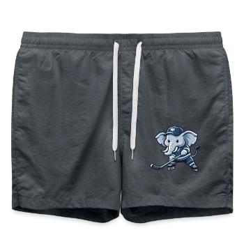 Cartoon Elefant Eishockey Spieler - Badeshorts - Anthrazit - Vorne - AI Model Male 185 light (185cm)