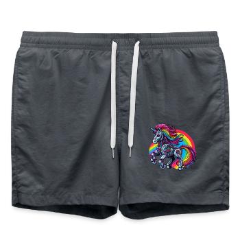 Licorne cyborg avec arc-en-ciel - Short de bain - charbon - Devant - AI Model Male 185 light (185cm)