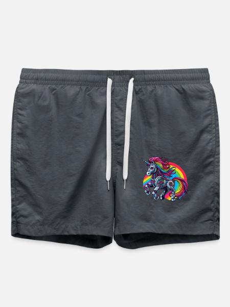 Cyborg Unicorn with Rainbow - Swim Trunks - anthracite