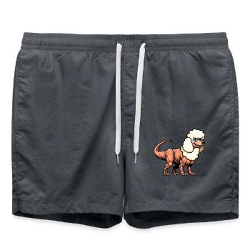 Pudel-Dino Fusion: T-Rex mit Pudelzähnen - Badeshorts - Anthrazit - Vorne - AI Model Male 185 light (185cm)