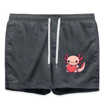 Axolotl Love Heart Valentine's Day - Swim Trunks - anthracite - Front - AI Model Male 185 light (185cm)