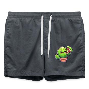 Cactus mignon avec dessin animé de pizza - Short de bain - charbon - Devant - AI Model Male 185 light (185cm)