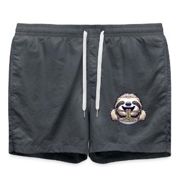 Cute sloth with ramen, noodles and chopsticks - Swim Trunks - anthracite - Front - AI Model Male 185 light (185cm)