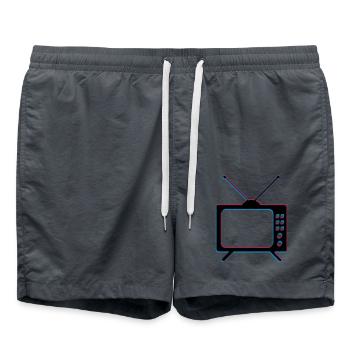 3d fernseher tv retro antenne bildschirm fernsehen - Badeshorts - Anthrazit - Vorne - AI Model Male 185 light (185cm)