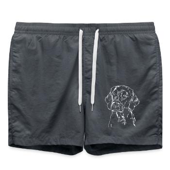 FLAT COATED RETRIEVER Hunde Hund Jagdhund Wilsigns - Badeshorts - Anthrazit - Vorne - AI Model Male 185 light (185cm)