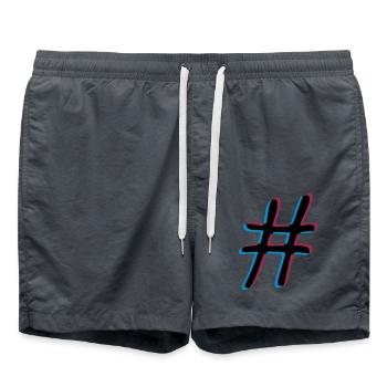 Hashtag effet 3D - Short de bain - charbon - Devant - AI Model Male 185 light (185cm)