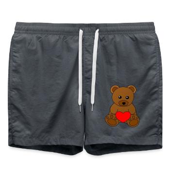 Teddy Valentinstag - Badeshorts - Anthrazit - Vorne - AI Model Male 185 light (185cm)