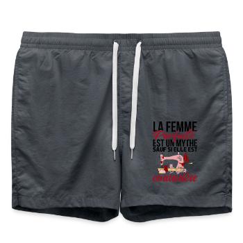 couturière femme parfaite 1 - Short de bain - charbon - Devant - AI Model Male 185 light (185cm)