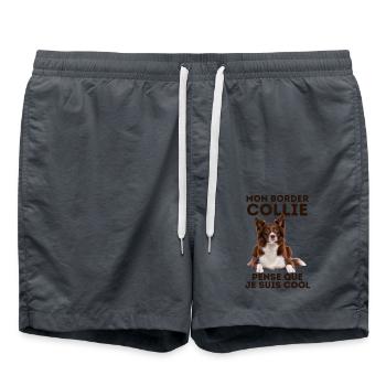 mon border collie pense que je suis cool 4 - Short de bain - charbon - Devant - AI Model Male 185 light (185cm)