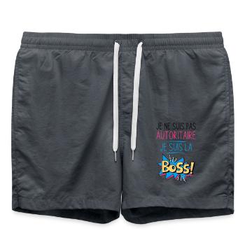 Je ne suis pas autoritaire je suis la bosse - Short de bain - charbon - Devant - AI Model Male 185 light (185cm)