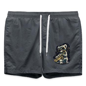 Koala mit Saxofon Cooler Jazz Musiker Sonnenbrille - Badeshorts - Anthrazit - Vorne - AI Model Male 185 light (185cm)