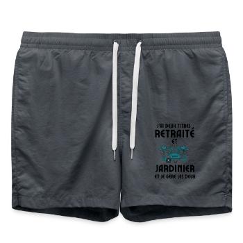 retraité et jardinier 1 - Short de bain - charbon - Devant - AI Model Male 185 light (185cm)