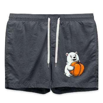 Eisbär mit Halloween-Kürbis - Badeshorts - Anthrazit - Vorne - AI Model Male 185 light (185cm)