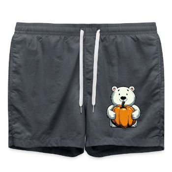 Eisbär mit Kürbis im Herbst - Badeshorts - Anthrazit - Vorne - AI Model Male 185 light (185cm)