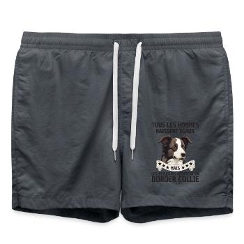 les meilleurs hommes adoptent un border collie - Short de bain - charbon - Devant - AI Model Male 185 light (185cm)