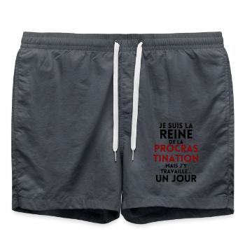 JE SUIS LA REINE DE LA PROCRASTINATION 1 - Short de bain - charbon - Devant - AI Model Male 185 light (185cm)