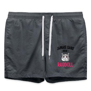 Jamais sans mon chat ragdoll 1 - Short de bain - charbon - Devant - AI Model Male 185 light (185cm)