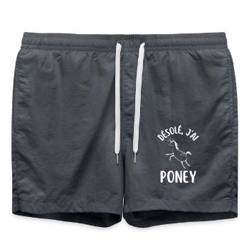 Cheval poney - Short de bain - charbon - Devant - AI Model Male 185 light (185cm)