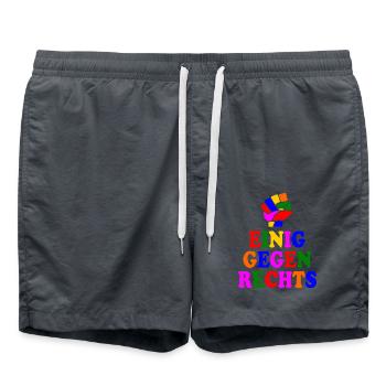 Einig gegen rechts - Badeshorts - Anthrazit - Vorne - AI Model Male 185 light (185cm)