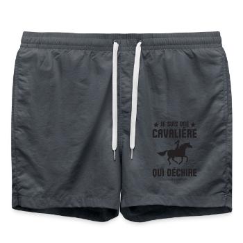 Je suis une cavalière qui déchire 2 - Short de bain - charbon - Devant - AI Model Male 185 light (185cm)