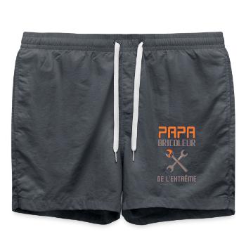 Papa bricoleur de l extrême - Short de bain - charbon - Devant - AI Model Male 185 light (185cm)