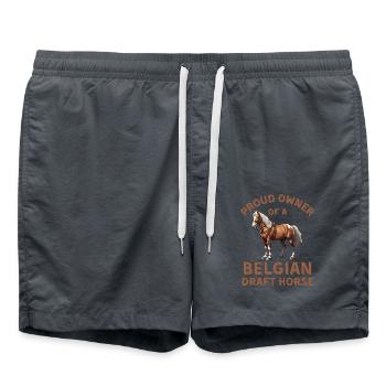 Proud OWNER of a belgian draft Horse - Swim Trunks - anthracite - Front - AI Model Male 185 light (185cm)