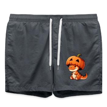 Halloween Dino Trex Dinosaurier Kürbis Hut skurril - Badeshorts - Anthrazit - Vorne - AI Model Male 185 light (185cm)