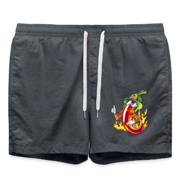 Funny Firefighter Chili On Fire Gives Thumbs Up - Swim Trunks - anthracite - Front - AI Model Male 185 light (185cm)