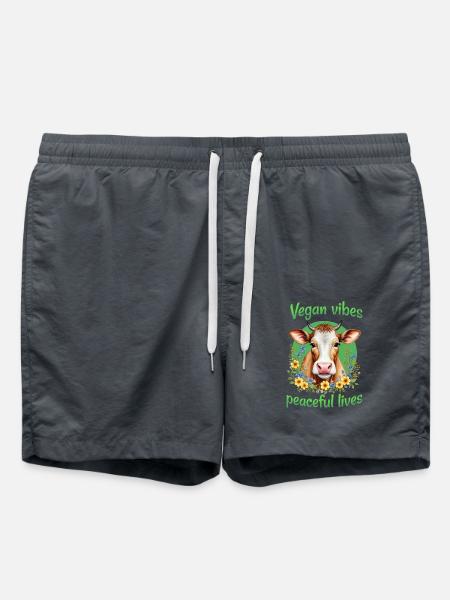 Vegan vibes peaceful lives - Swim Trunks - anthracite