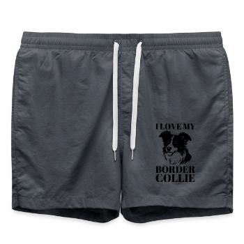 I love my border collie - Swim Trunks - anthracite - Front - AI Model Male 185 light (185cm)
