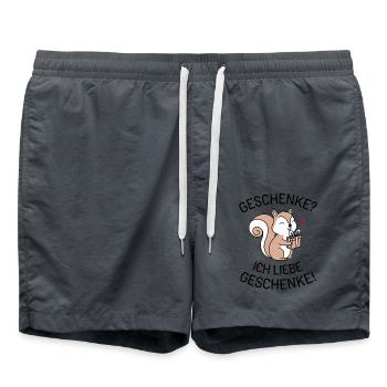 Niedliches Eichhörnchen liebt Geschenke Kinder Fun - Badeshorts - Anthrazit - Vorne - AI Model Male 185 light (185cm)