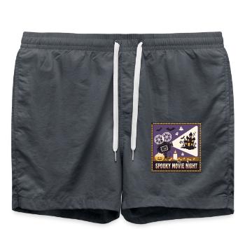 Halloween-Shirt, Spooky Movie Night - Badeshorts - Anthrazit - Vorne - AI Model Male 185 light (185cm)