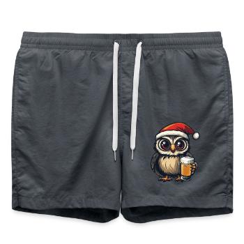 Owl Beer Xmas Christmas - Swim Trunks - anthracite - Front - AI Model Male 185 light (185cm)