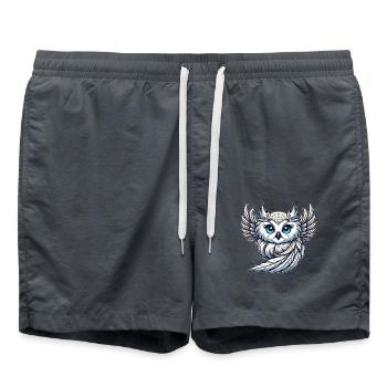 Niedliche Schneeeule mit blauen Augen Engelsflügel - Badeshorts - Anthrazit - Vorne - AI Model Male 185 light (185cm)