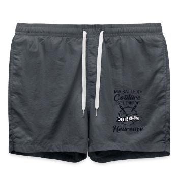Couturière salle de couture - Short de bain - charbon - Devant - AI Model Male 185 light (185cm)