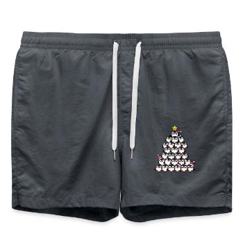 Penguin Christmas Funny Christmas Tree - Swim Trunks - anthracite - Front - AI Model Male 185 light (185cm)