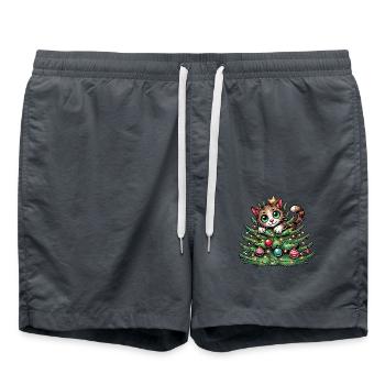 Arbre de Noël Chat Père Noël Bande Dessinée - Short de bain - charbon - Devant - AI Model Male 185 light (185cm)